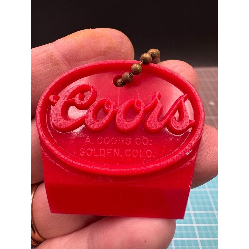 Coors Beer Red Plastic Ice Scraper Key Ring  Jaycees Fundraiser 1953 Souvenir